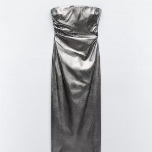 Zara Metallic Strapless Dress